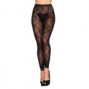 footless tights zwart bloemen