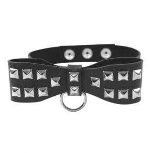 s / m - studded bow tie collar