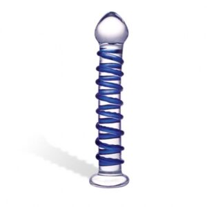 glas - blue spiral glazen dildo