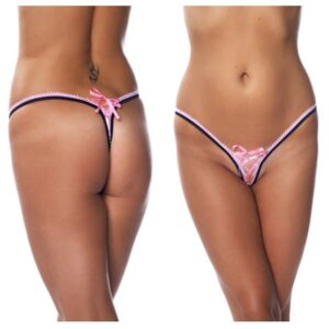 g-string met kant - zwart / roze