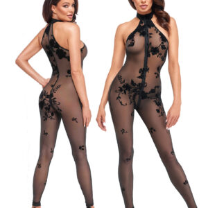* NOIR handmade Halter catsuit met bloemen print, F315