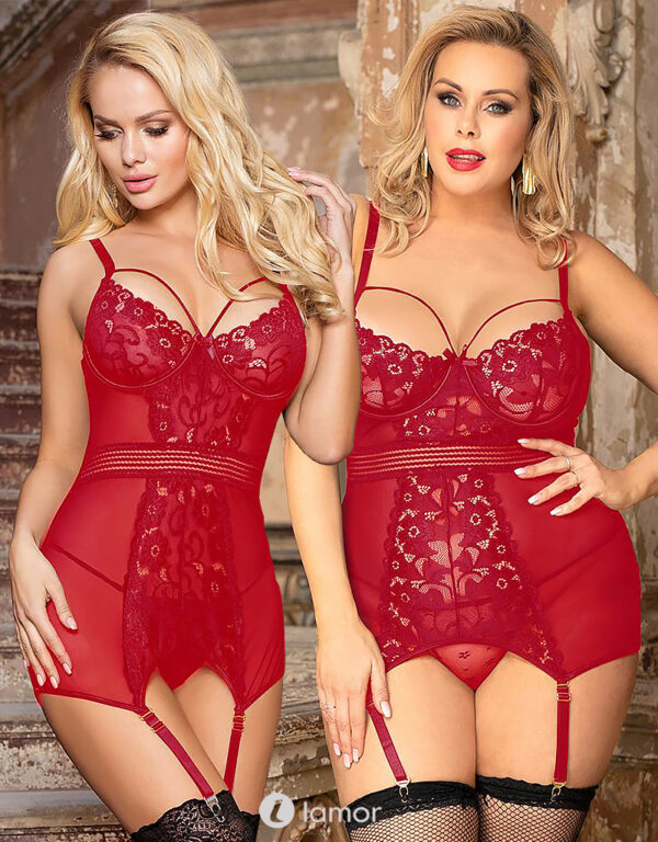 Rode babydoll met beugelcups