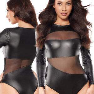 * AX Zwarte Body lederlook met Tule, AX10580