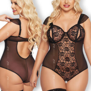 * SOFTLINE Dora sexy transparante zwarte body