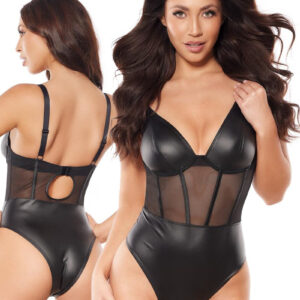 * AX Zwarte Body latexachtig met Tule, AX10590