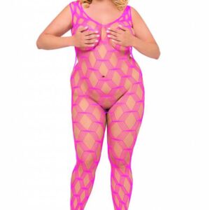 * SOFTLINE Roze mesh bodystocking.