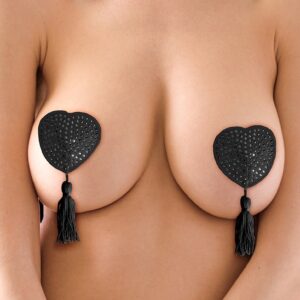 Nipple Tassels - Heart - Black
