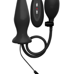 Inflatable Vibrating Silicone Plug - Black