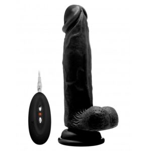 Vibrating Realistic Cock - 8" - With Scrotum - Black