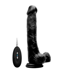 Vibrating Realistic Cock - 10" - With Scrotum - Black
