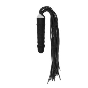 Black Whip with Realistic Silicone Dildo - Black