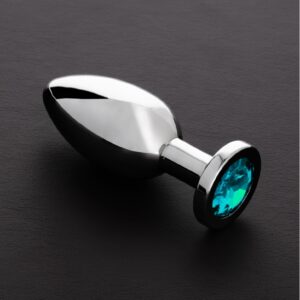 Jeweled Butt Plug AQUA BLUE LIGHT - Large