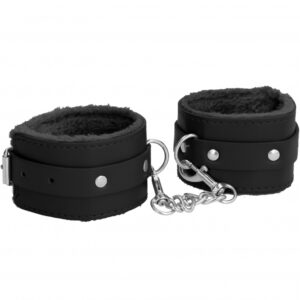 Ouch! Plush Leather Ankle Cuffs - Black