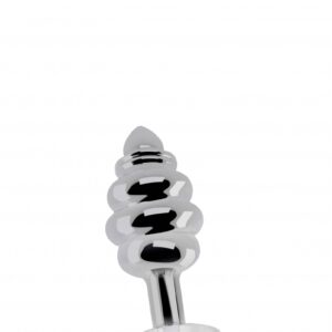 Ribbed Diamond Plug - 2.75 Inch - Silver