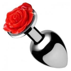 Red Rose Butt Plug - Medium - Red