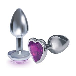 Bejeweled Heart Stainless Steel Plug - Violet