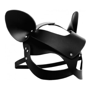 Bad Kitten Leather Cat Mask - Black