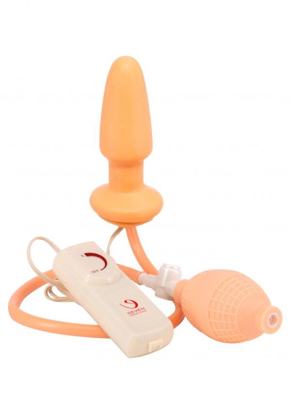 Expandable and Vibrating Butt Plug - Flesh