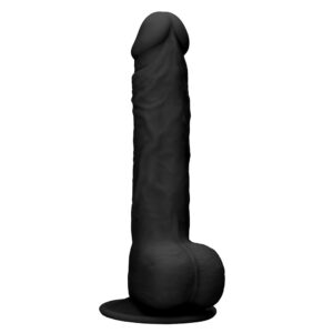 Silicone Dildo With Balls - Black - 24 cm