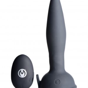 Turbo Ass-Spinner Silicone Anal Plug with Remote Control - Black