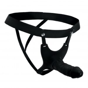 SM Hollow Silicone Dildo Strap-On - Black