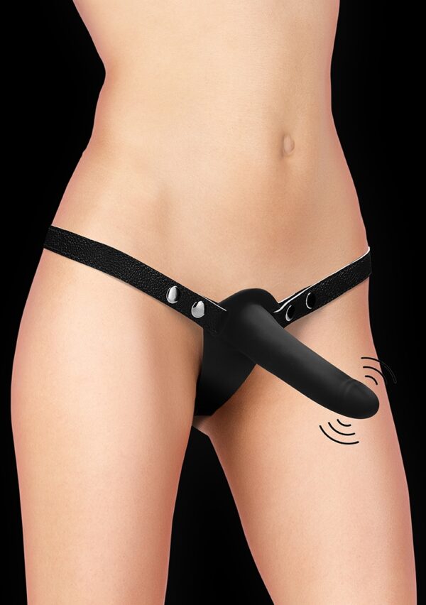 Vibrating Silicone Strap-On - Adjustable - Black