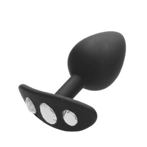 Large Diamond Butt Plug With Handle - Black