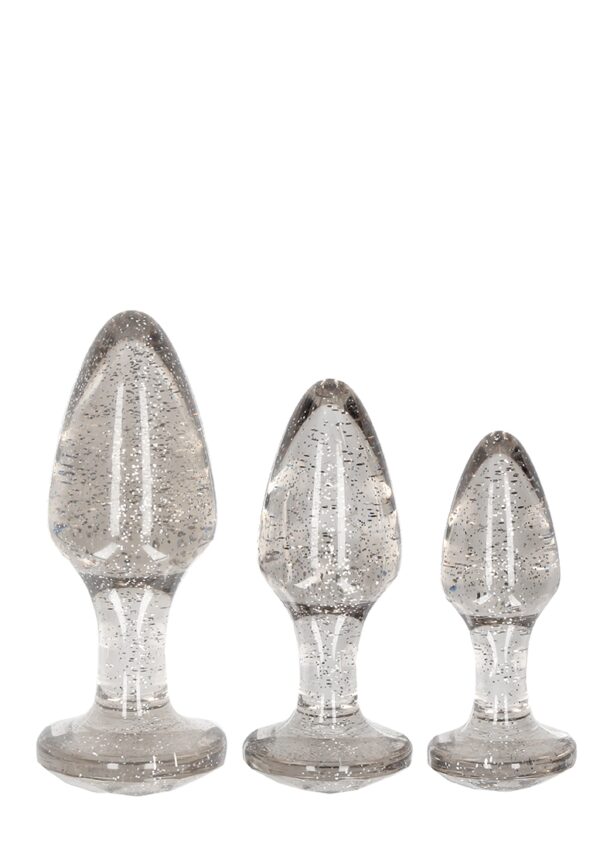 Acrylic Silverchip Butt Plug Set - Silver