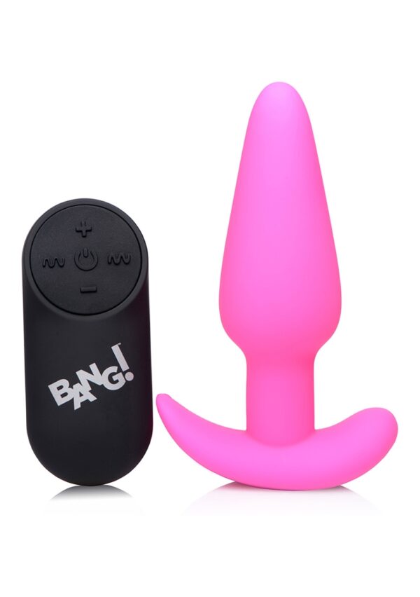 21X Vibrating Silicone Butt Plug with Remote Control - Pink