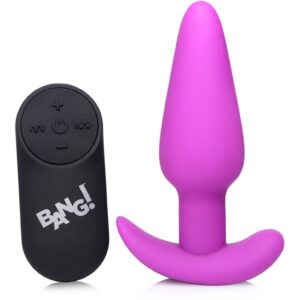 21X Vibrating Silicone Butt Plug with Remote Control - Purple
