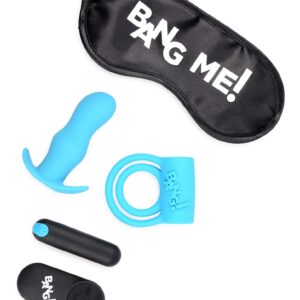 Duo Blast C-Ring, Butt Plug, Bullet, & Blindfold Kit - Blue