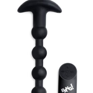 Vibrating Silicone Anal Beads & Remote Control - Black