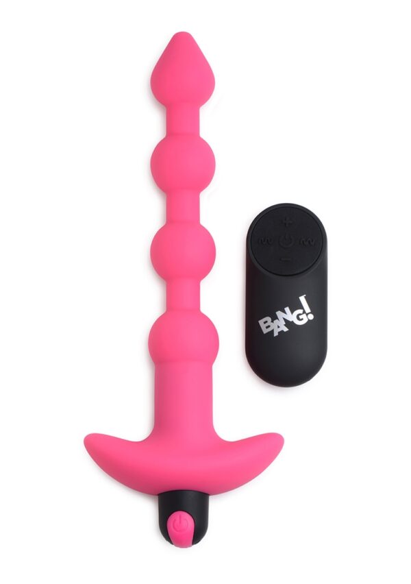 Vibrating Silicone Anal Beads & Remote Control - Pink