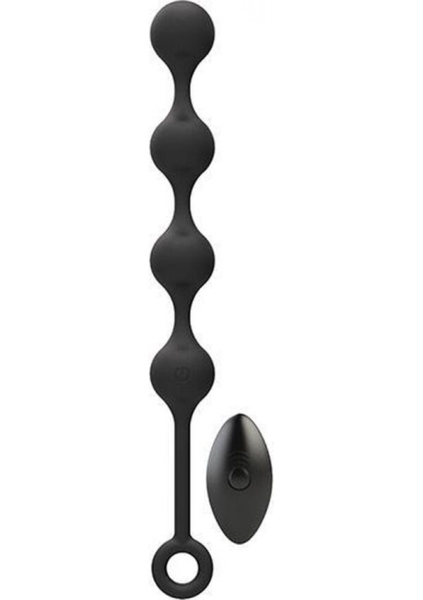 QUATTRO Remote Control Vibrating Pleasure Beads - Black