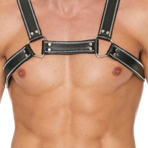 Z Series Chest Bulldog Harness - Leather - Black/Black-L/XL