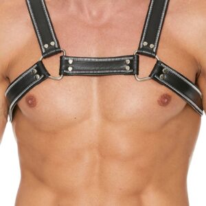 Z Series Chest Bulldog Harness - Leather - Black/Black - S/M