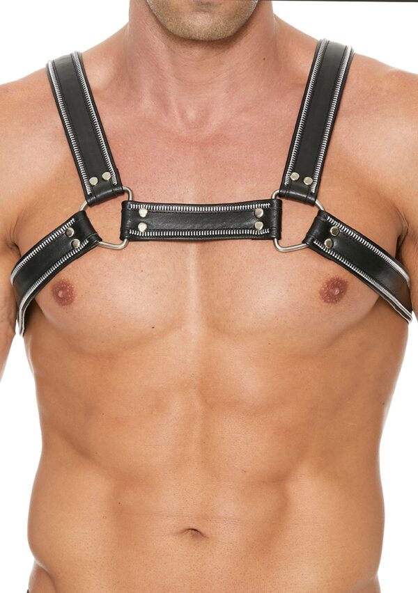 Z Series Chest Bulldog Harness - Leather - Black/Black - S/M