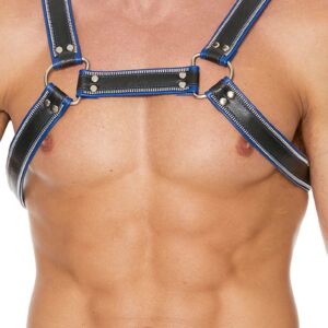 Z Series Chest Bulldog Harness - Leather - Black/Blue - L/XL