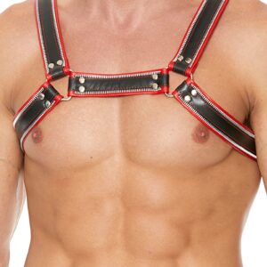 Z Series Chest Bulldog Harness - Leather - Black/Red - L/XL