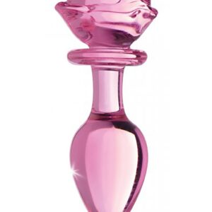 Glass Large Anal Plug - Pink Rose