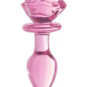 Glass Medium Anal Plug - Pink Rose