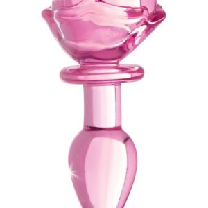 Glass Small Anal Plug - Pink Rose