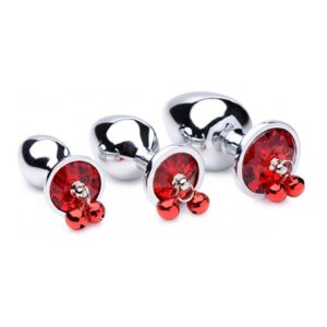 BS Red Gem with Bells Anal Plug Set