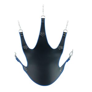 Leather sling with blue piping - 5 points - Black