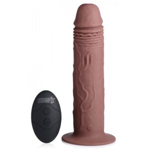 7X Remote Control Vibrating and Thumping Dildo - Dark