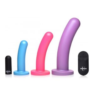 Triple Peg 28X Vibrating Silicone Dildo Set w/ Remote