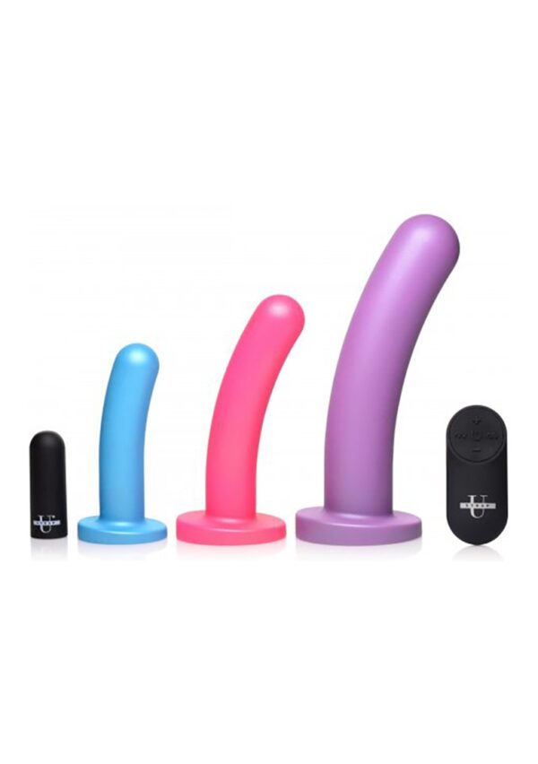 Triple Peg 28X Vibrating Silicone Dildo Set w/ Remote