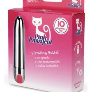 Pink Pussycat Vibrating Silver Bullet - Silver