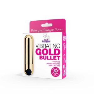Pink Pussycat Vibrating Gold Bullet - Gold