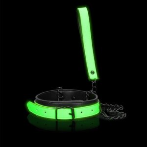Collar and Leash - Glow in the Dark - Neon Green/Black